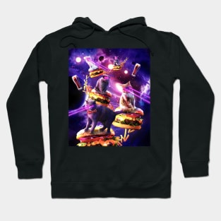 Galaxy Laser Cat On Burger - Space Cheeseburger Cats Hoodie